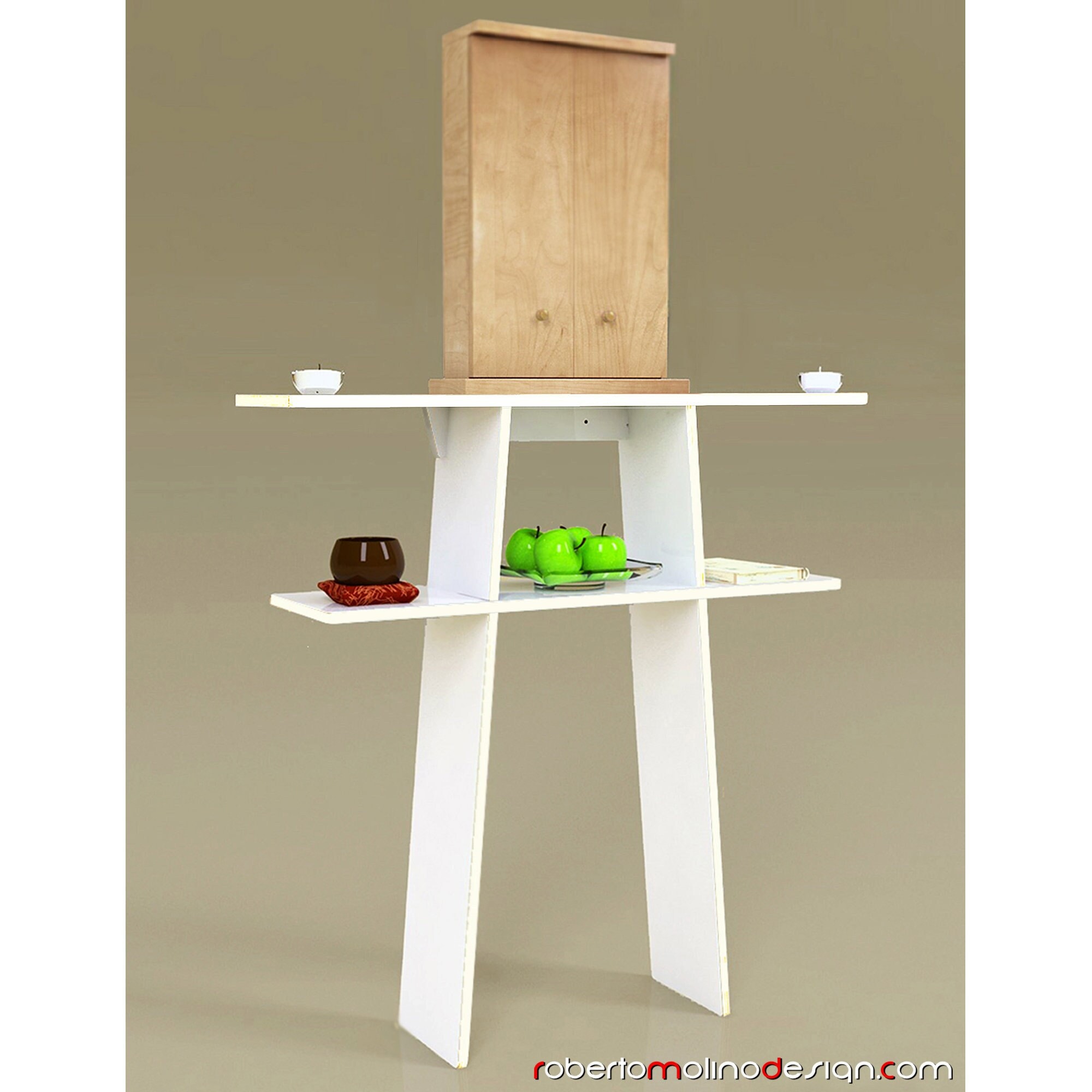 TIAN WHITE- Base cabinet for Butsudan, Base cabinet for the Gohonzon - Base cabinet for butsudan for Buddhist practice, Altar for Gohonzon