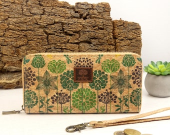 Great wallet large for women made of cork with floral pattern, gifts for women, gift for mom, birthday gift