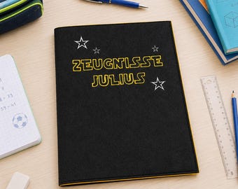 Personalized felt report card folder for boys – Star Wars font – Unique for the start of school