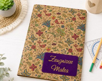 Personalized certificate folder | Document folder | Certificate folder | Cork leather | Gifts for girls starting school | Back-to-school gifts