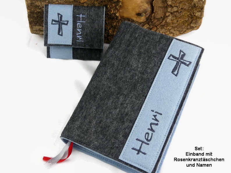 God's praise cover felt grey, Bible cover personalized, God's praise cover communion, guest gift confirmation, gift confirmation, first communion image 6