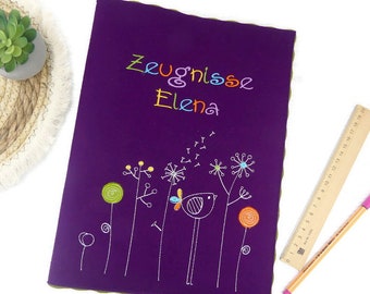 bunte Zeugnismappe aus Filz, Zeugnismappe Mädchen, Dokumentenmappe A4, Schultüte Mädchen, Geschenk Schulanfang, Patenkind