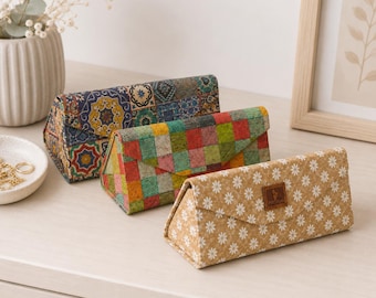 Foldable cork glasses case – Sustainable, lightweight and space-saving protective case