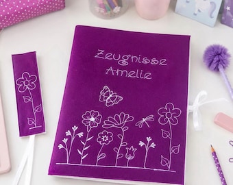 Personalized felt report card folder - a special back-to-school gift for girls