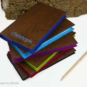 Pocket calendar A6, appointment planner 2026, personalized notebook, cork, gifts for men, gifts with names, men&#39;s gifts