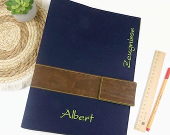 Elegant personalized report card folder | Document folder | Felt | Back-to-school gifts | Gifts for boys starting school | First day of school for boys