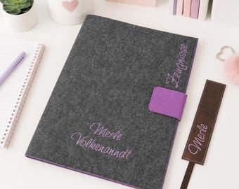Personalized report card folder, felt report card folder, A4 document folder, first day of school, back-to-school gift, certificate folder