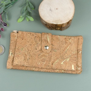 Portemonnaie Damen klein, Gold Glitzer, Geldbeutel Kork Portugal, Geldbörse vegan, Ostergeschenk Freundin, kleine Ostergeschenke