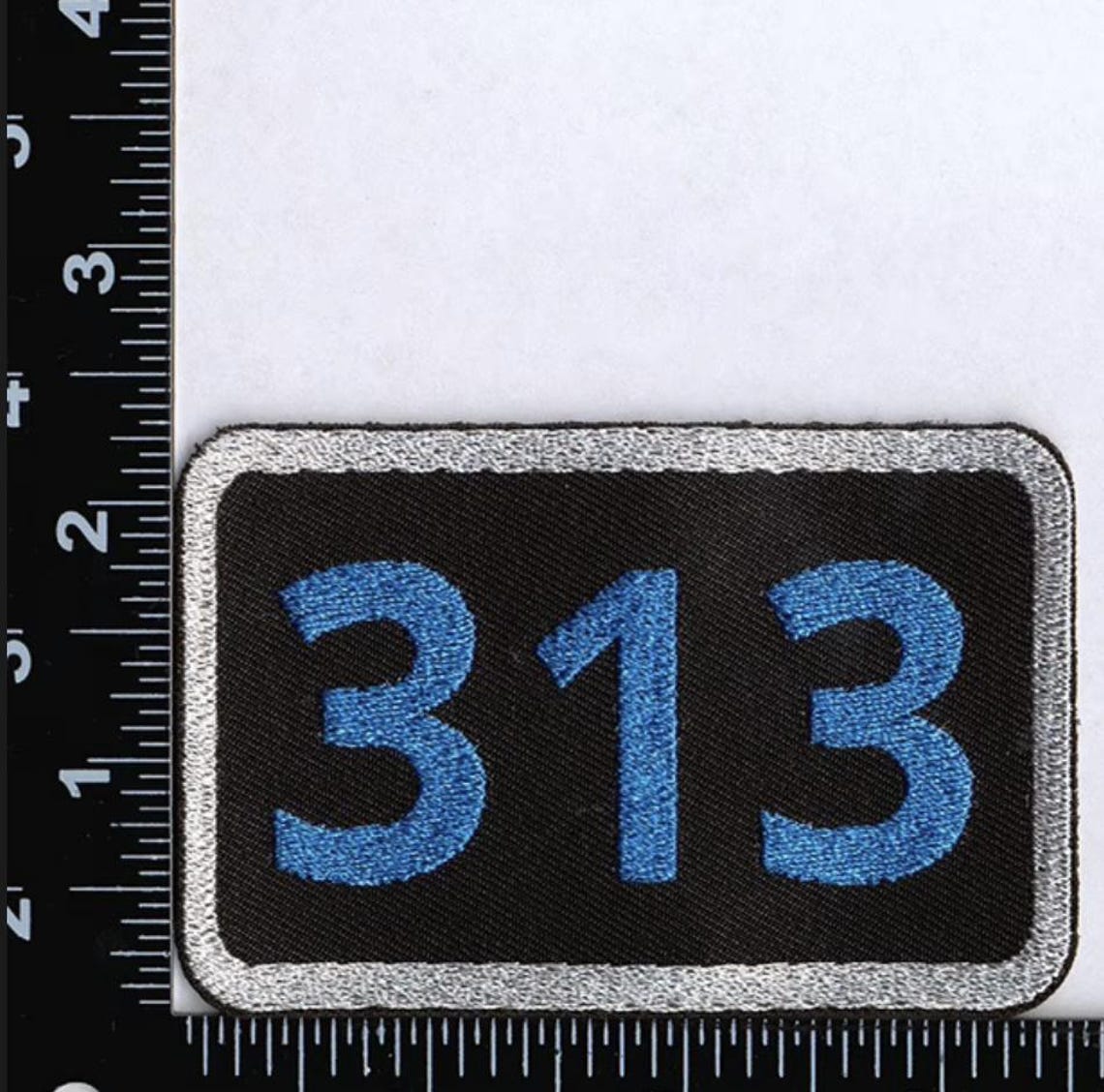 313 Detroit Embroidered Blue Iron on Patches Detriot Michigan Area ...