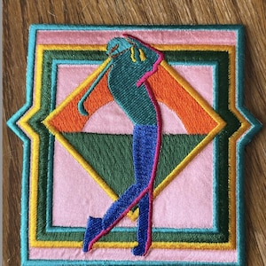 Retro Golf Swing Vintage Style Classic Golfer Swing Caddie Bag Golf Club Bag Decor Iron On Patch