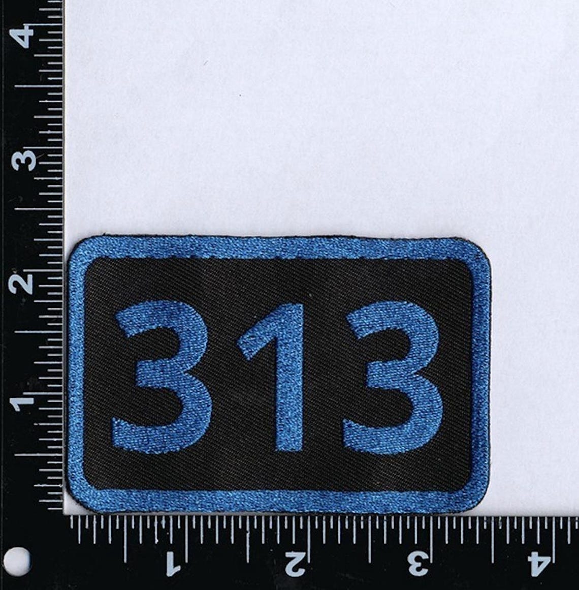 313 Detroit Embroidered Blue Iron on Patches Detriot Michigan Area ...