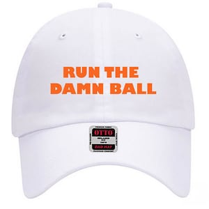 Run the Damn Ball Orange Script Football Hat