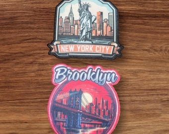 Toppa da stirare di New York City, Statua della Libertà, Toppa da viaggio, Souvenir, Statua della Libertà, Ponte di Brooklyn
