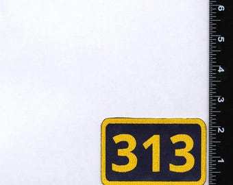 313 Detroit Michigan Area Code Patch Yellow Navy Iron On Patch - PRESALE PRICING