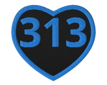 313 Area Code Michigan Embroidered patches