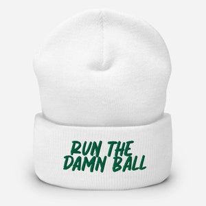 Run the Ball Kelly Green Script Cuffed Beanie