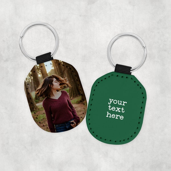 Custom Photo Keychain, Personalized Text, Vegan Leather, Gift for Him, Gift for Her, Unique Keepsake