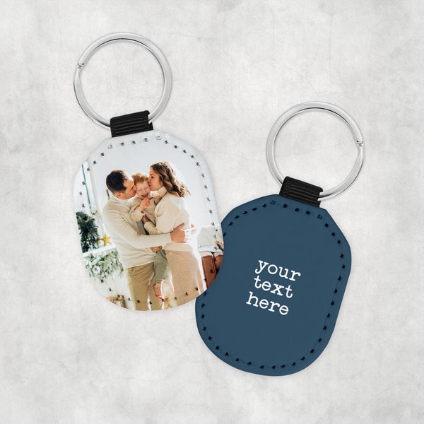 Custom Photo Keychain, Personalized Vegan Leather, Double-Sided Print, Unique Gift Idea, Ideal for Special Occasions