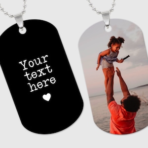 Custom Photo & Text Dog Tag Necklace, Personalized Dual Sided Pendant, Unique Gift for Loved Ones, Memorable Jewelry for Any Occasion