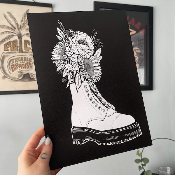 Dr. Martens Sinclair Print, Gothic Art Prints, Gotisches Zuhause, Dr. Martens Kunst, Dr. Martens besessen, Dr. Martens Sammler, Dr