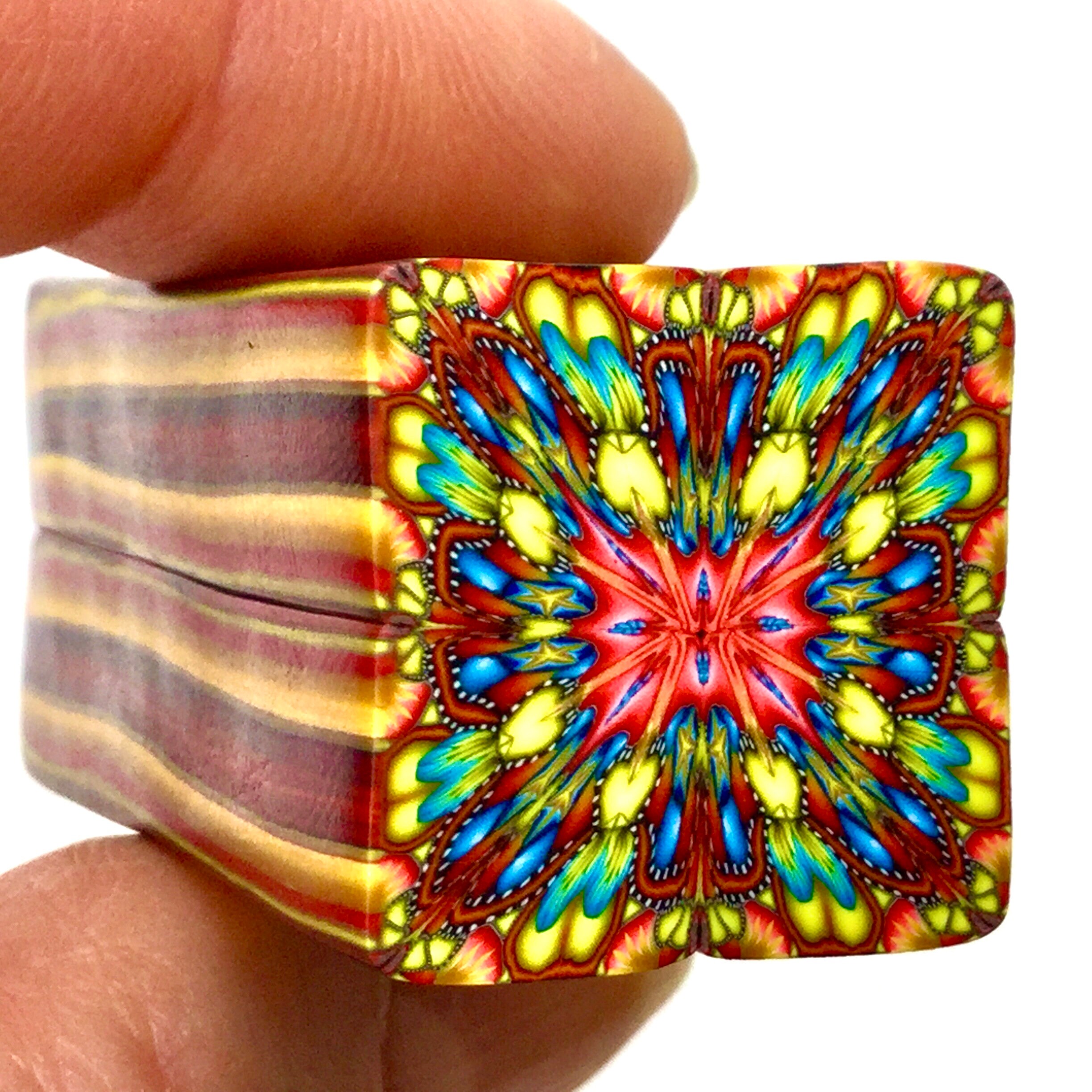 Polymer Clay Square Kaleidoscope Cane Raw Millefiori Cane Etsy
