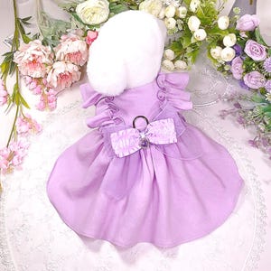 Tencel Linen Lilac dog Ruffle dress, Hair Bow, S~2XL, Dog clothing, Luxury Dog Dress, Summer Dog Dress, dog gifts, Wedding Dog Dresses