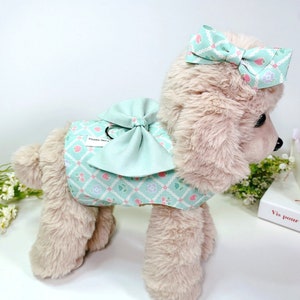 Mint Dog Harness, Bow Dog Summer Clothing, Dog Harness, Small Dog Clothes