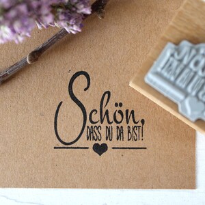 Stempel Schön dass du da bist Hochzeit Taufe Kommunion Konfirmation Gastgeschenke Hochzeitsstempel Herz