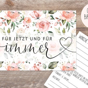 Ballonflugkarten, Hochzeit, Blumen, Blumenmotiv, Rosa