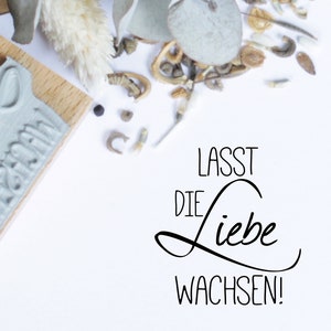 Stempel Lasst Liebe wachsen, Blumensamen, Gastgeschenke, Andenken, Hochzeit