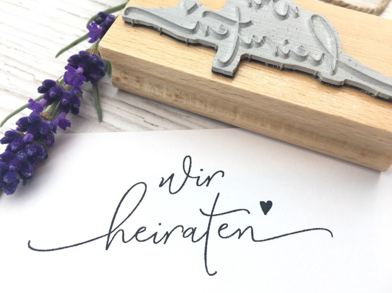 Stempel wir heiraten Ja Hochzeit Hochzeitspost Einladung Save the Date kirchliche Trauung Herz Bild 1