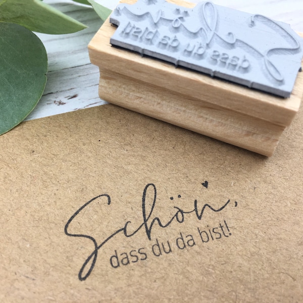 Stempel Schön dass du da bist Hochzeit Taufe Kommunion Konfirmation Gastgeschenke Hochzeitsstempel Herz