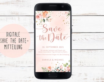 Save the Date DIGITAL, JPEG, BILD, Hochzeit, Foto, Blumen, Rosa, Blumenmotiv