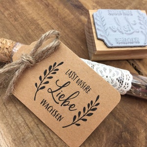 Stempel Lasst unsere Liebe wachsen, Blumensamen, Wildblumen, Gastgeschenke, Andenken, Hochzeit