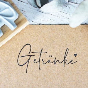 Stempel Getränke, Getränkekarten, Textstempel, Hochzeit