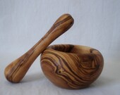 Olive wood pestle mortar