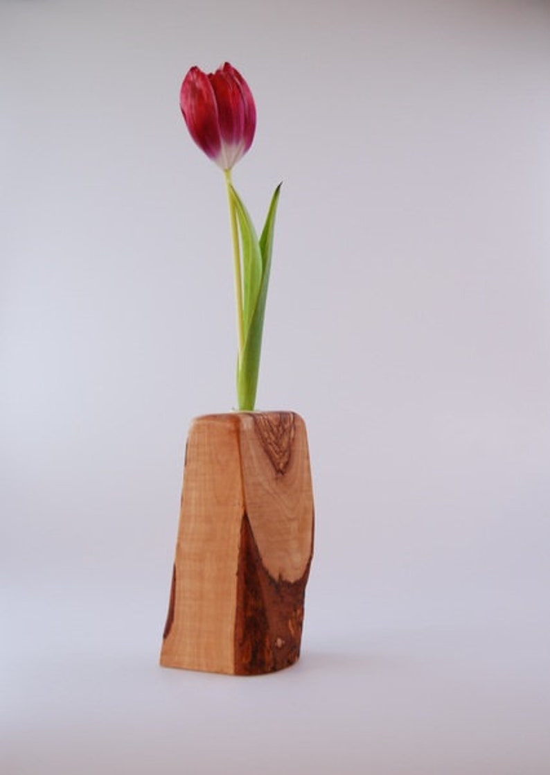 Jolie Vase rustique tronc en bois olivier H.17cm image 2