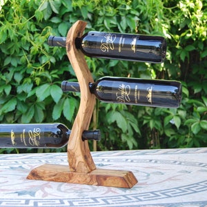 Olive wood, wine bottle holder