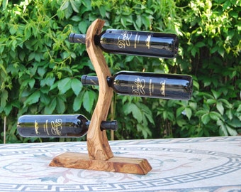 Olive wood, wine bottle holder