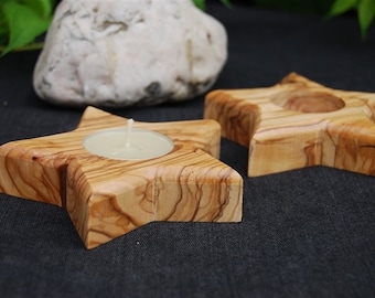 Candle holder tealight candle holder olive wood