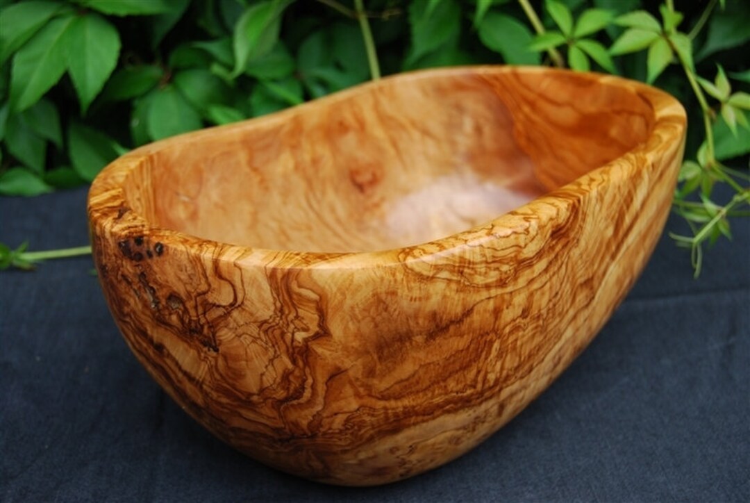 Olive Wood Fruit Bowl With Handle 30cm Etsy