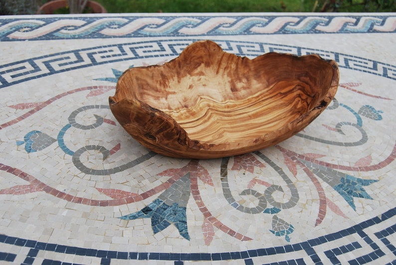 Olive Wood Fruit Bowl With Handle 40cm Etsy