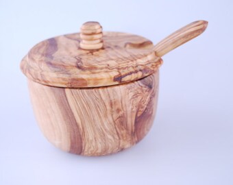 Olive Wood Bowl Shaped Canister