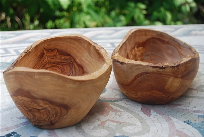 Olive Wood Fruit Bowl With Handle 20cm Etsy