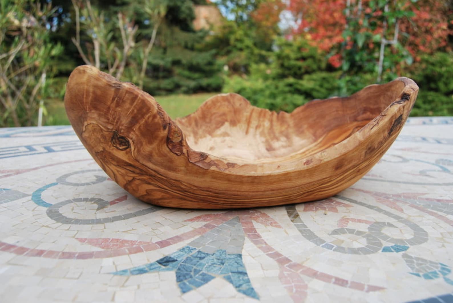 Olive Wood Fruit Bowl With Handle 40cm Etsy