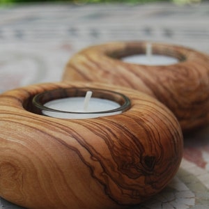 Candle holder tealight candle holder olive wood