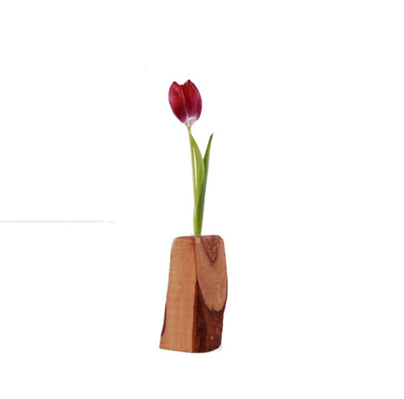 Jolie Vase rustique tronc en bois olivier H.17cm image 1