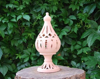 Windlicht Lampe, Kerzenhalter aus Terracotta TURM