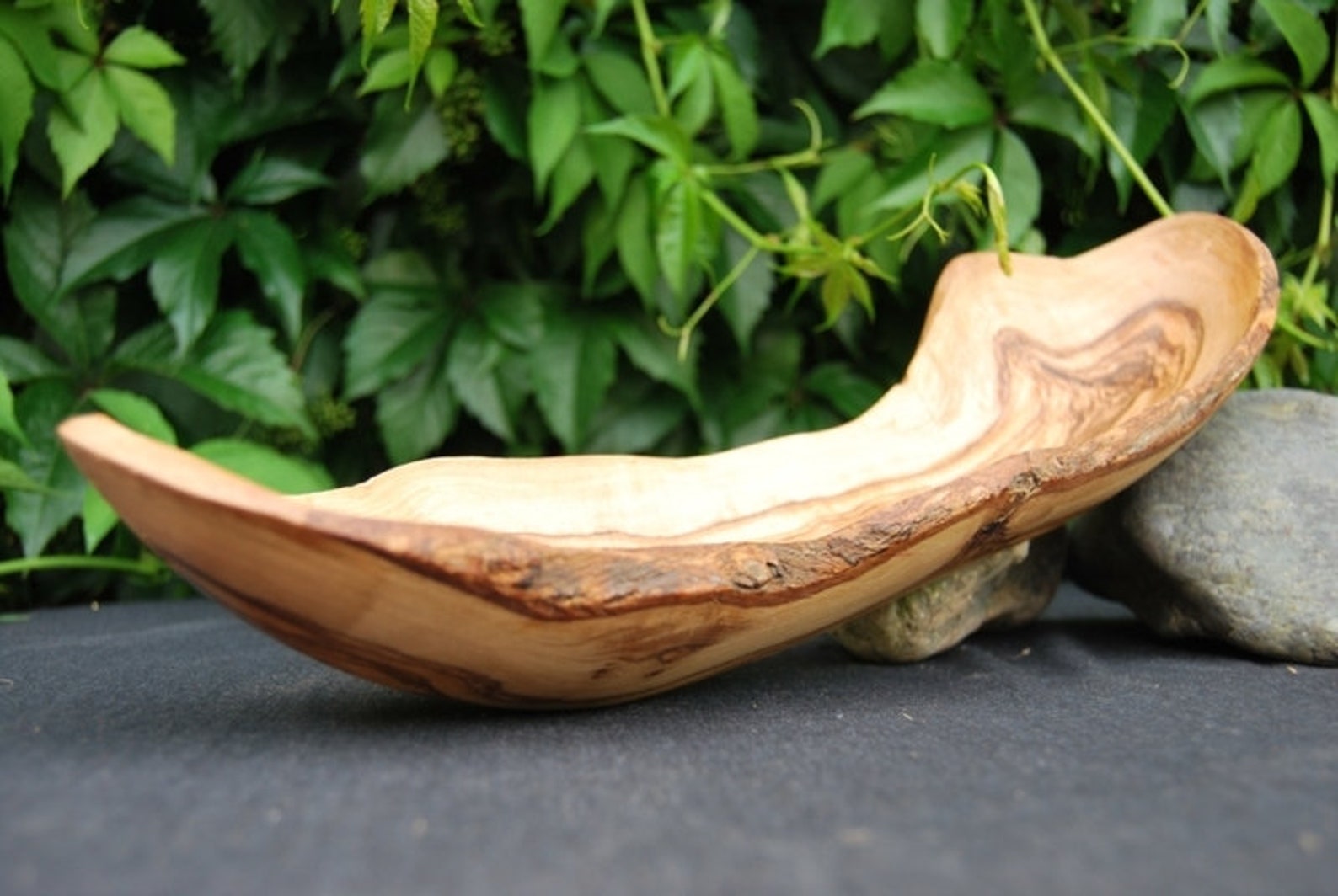 Olive Wood Fruit Bowl With Handle 40cm Etsy