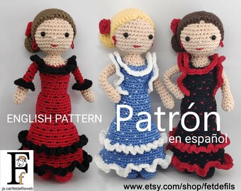 Flamenco amigurumi pattern in Spanish - English pattern